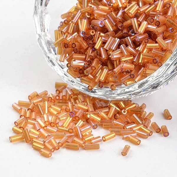 

PandaHall Glass Seed Beads, Transparent Colours Rainbow, Sandy Brown, 3~5x1.8~2mm, Hole: 0.8mm, about 12000pcs/450g Glass Brown