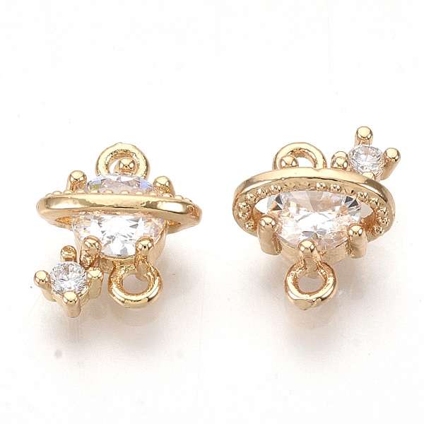 

PandaHall Golden Tone Brass Links connectors, with Glass, Faceted, Planet, Clear, 10x9x5mm, Hole: 1.2mm Brass+Glass Planet Clear