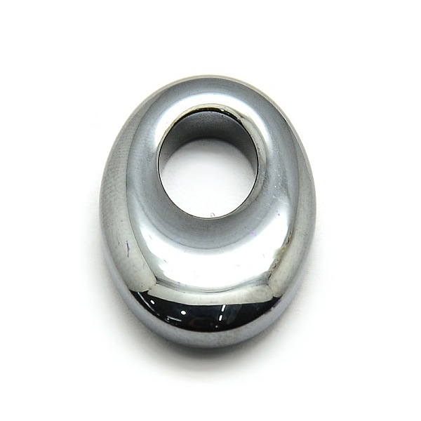 

PandaHall Oval Non-Magnetic Synthetic Hematite Pendant, Grade AA, Black, 25x18x6mm, Hole: 8x10mm Non-magnetic Hematite Oval Black