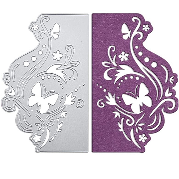 

PandaHall Floral Design Carbon Steel Cutting Dies Stencils, for DIY Leather Making, Flower & Butterfly, Matte Platinum Color, 154x97mm...