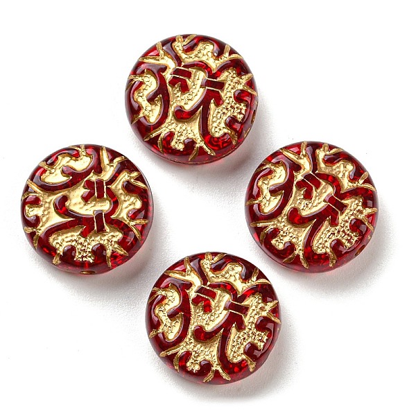

PandaHall Plating Transparent Acrylic Beads, Golden Metal Enlaced, Flat Round, Red, 14x5.5mm, Hole: 1.2mm, 690pcs/500g Acrylic Flat Round...