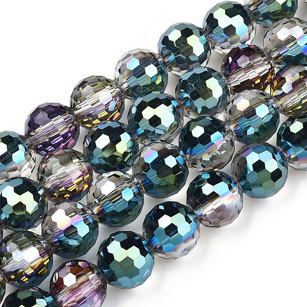 

PandaHall Transparent Electroplate Glass Bead Strands, AB Color Plated, Faceted(96 Facets), Round, Teal, 8mm, Hole: 1.4mm, about..., Cyan