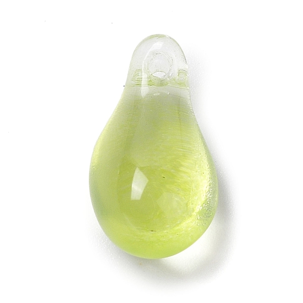

PandaHall Glass Charms, Succulent, Teardrop, Yellow Green, 14.5x7.5x5mm, Hole: 1.2mm Glass Teardrop