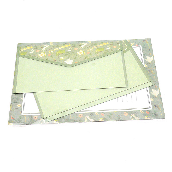 

PandaHall Paper Envelopes & Letter Papers, Floral Pattern, Rectangle, Pale Green, 8.7~21x14.3~16.5x0.01~0.03cm, 9pcs/set Paper Rectangle