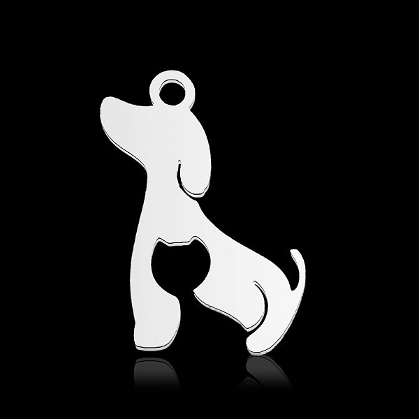 

PandaHall 201 Stainless Steel Pendants, Silhouette Charms, Dog, Stainless Steel Color, 18x17x1mm, Hole: 1.6mm 201 Stainless Steel Dog