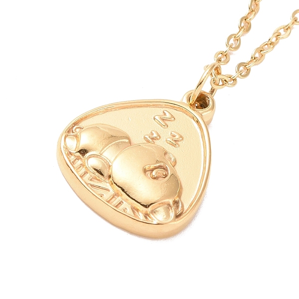 

PandaHall Ion Plating(IP) 304 Stainless Steel Teardrop with Sleeping Bear Pendant Necklace for Women, Golden, 17.56 inch(44.6cm) 304...