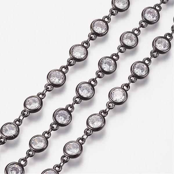 

PandaHall Handmade Glass Beaded Chains, Soldered, with Brass Eye Pin, Gunmetal, 39.37 inch(1m)link: 11.5x6.5x2.5mm Brass+Glass Clear