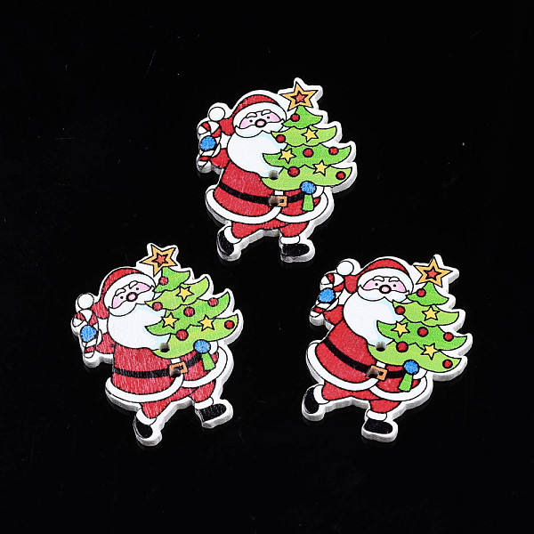 

PandaHall Christmas 2-Hole Spray Painted Maple Wooden Buttons, Single-Sided Printed, Father Christmas, Red, 35x28x2mm, Hole: 1.6mm Wood...