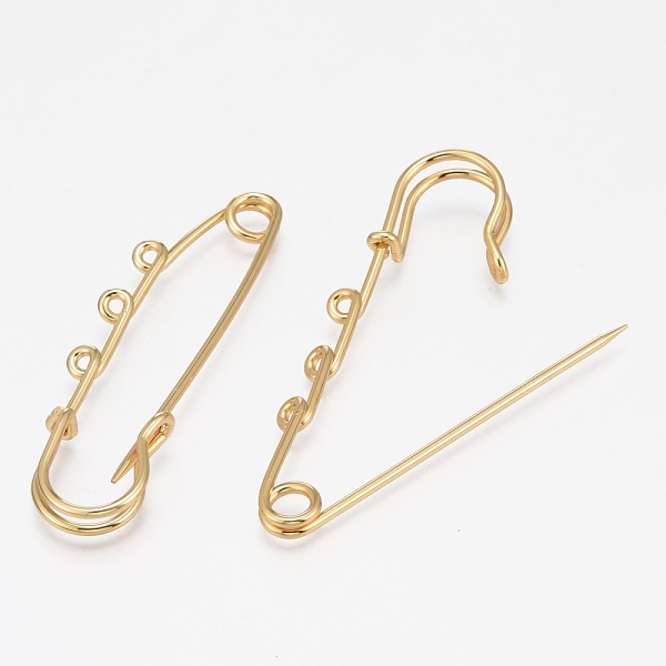 

PandaHall Rack Plating Brass Brooch Findings, Kilt Pins, with Loops, Long-Lasting Plated, Real 18K Gold Plated, 63x18.5x5.5mm, Hole: 1.8mm...
