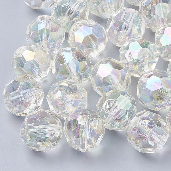 

PandaHall AB-Color Plated Transparent Acrylic Beads, Faceted, Round, Clear, 19~20mm, Hole: 2.5mm, about 105pcs/500g Acrylic Round Clear