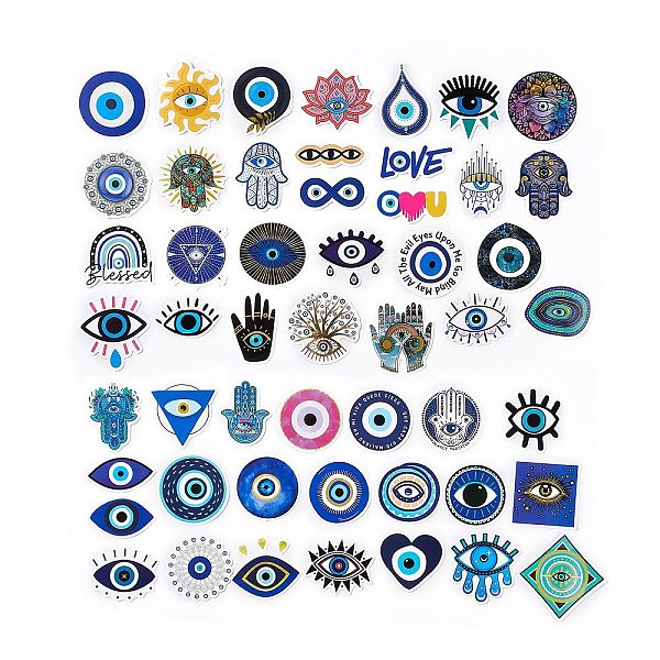 

PandaHall 50Pcs Evil Eye Theme Paper Stickers Sets, Adhesive Decals for DIY Scrapbooking, Photo Album Decoration, Mixed Color..., Multicolor