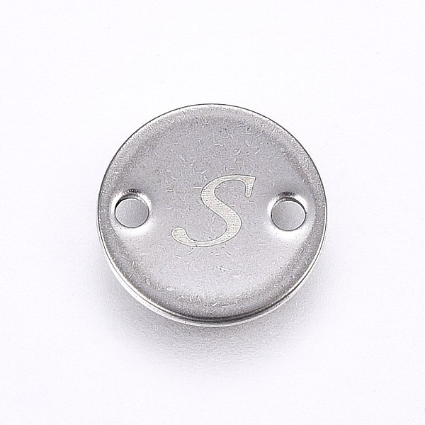 

PandaHall 201 Stainless Steel Links connectors, Flat Round, Letter.S, Stainless Steel Color, 8x1mm, Hole: 1.5mm 201 Stainless Steel Letter S