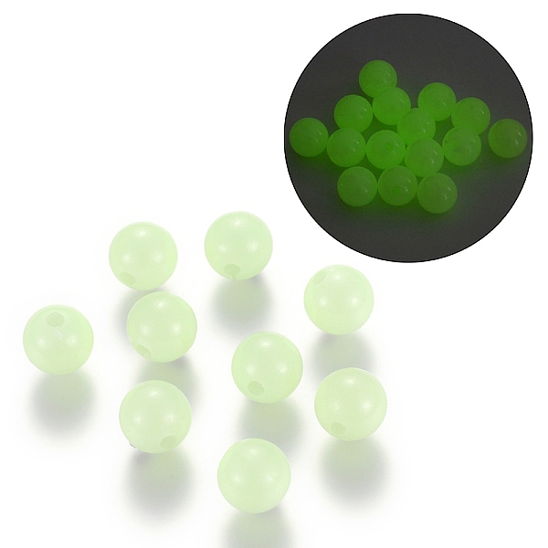 

PandaHall Luminous Acrylic Round Beads, Glow in the Dark, Pale Green, 6mm, Hole: 1.5mm, about 4500pcs/500g Acrylic Round Green