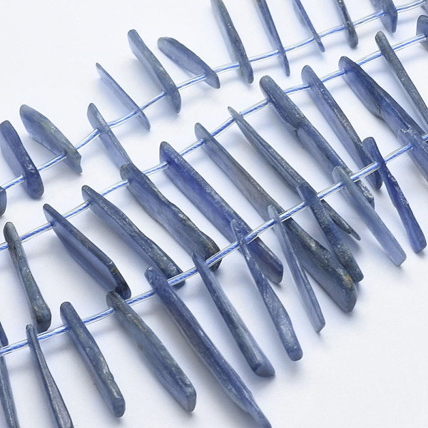 

PandaHall Natural Kyanite/Cyanite/Disthene Beads Strands, Top Drilled Beads, Rectangle Slice, 14~59x8~14x2~4.5mm, Hole: 1mm, about...