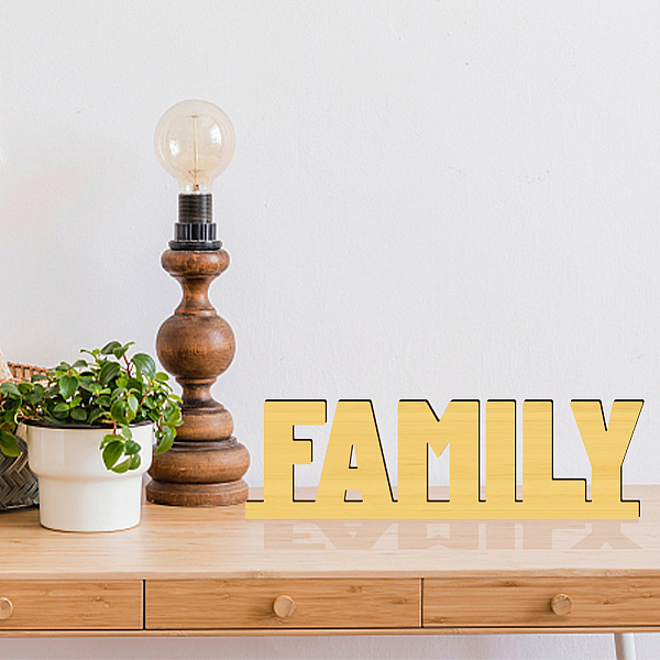 

PandaHall AHANDMAKER Wooden Words Sign Free Standing, Word Family Wood & Acrylic Display Decorations for for Home Desktop Office Art...