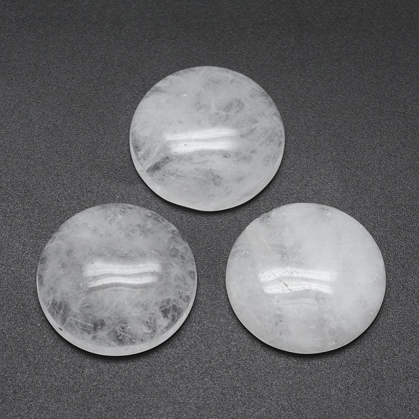 

PandaHall Natural Quartz Crystal Cabochons, Rock Crystal Cabochons, Half Round, 24.5~25x4~7mm Quartz Crystal Half Round