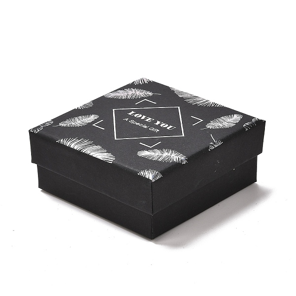 

PandaHall Cardboard Jewelry Packaging Boxes, with Sponge Inside, for Rings, Small Watches, Necklaces, Earrings, Bracelet, Feather Pattern...