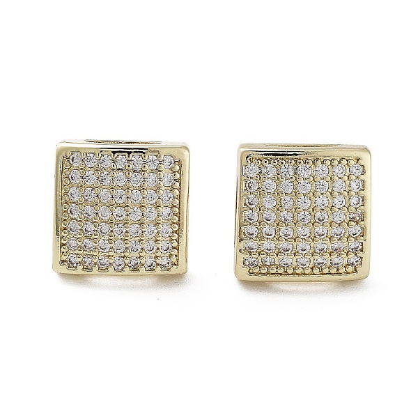 

PandaHall Square Brass Micro Pave Cubic Zirconia Stud Earrings, Long-Lasting Plated, Golden, 11x11mm Cubic Zirconia Square Clear