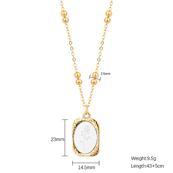 

PandaHall Stainless Steel Rectangle with Rose Pendant Necklace, with Satellite Chains, Golden, 16.93 inch(43cm) Stainless Steel Rectangle