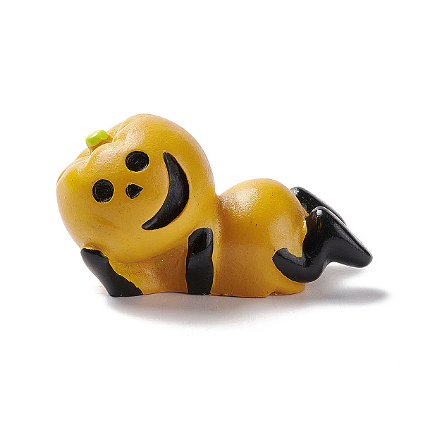 

PandaHall Halloween Theme Mini Resin Home Display Decorations, Lying Pumpkin Character, Gold, 51x25x28mm Resin Pumpkin Gold