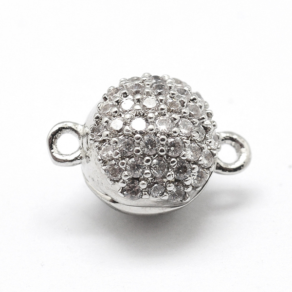 

PandaHall Brass Micro Pave Cubic Zirconia Magnetic Clasps with Loops, Round, Lead Free & Nickel Free & Cadmium Free, Real Platinum Plated...