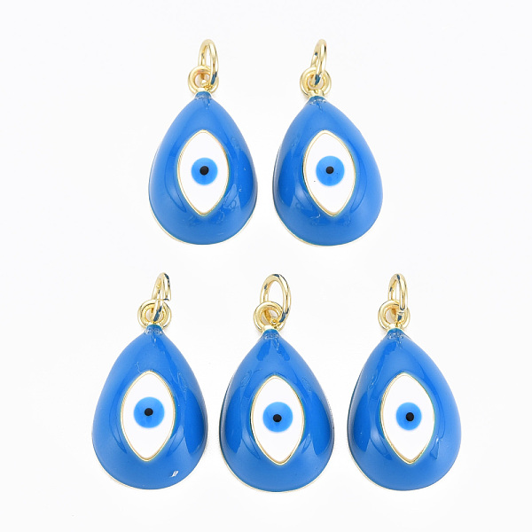 

PandaHall Real 16K Gold Plated Brass Enamel Pendants, with Jump Ring, Cadmium Free & Nickel Free & Lead Free, Teardrop with Evil Eye, Dodger...