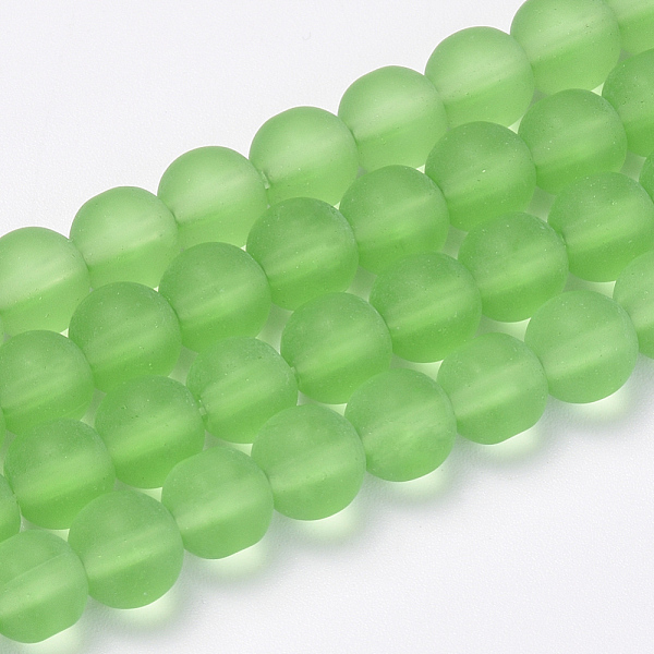 

PandaHall Transparent Glass Beads Strands, Frosted, Round, Light Green, 10mm, Hole: 1.5mm, about 33pcs/strand, 12.9 inch Glass Round Green