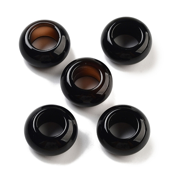

PandaHall Natural Black Onyx(Dyed & Heated) Beads, Rondelle, 16~16.5x8~8.5mm, Hole: 8~8.8mm Black Onyx Rondelle