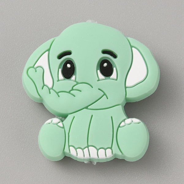 

PandaHall Elephant Silicone Beads, DIY Nursing Necklaces and Bracelets Making, Chewing Pendants For Teethers, Light Green, 29x29x10mm, Hole...