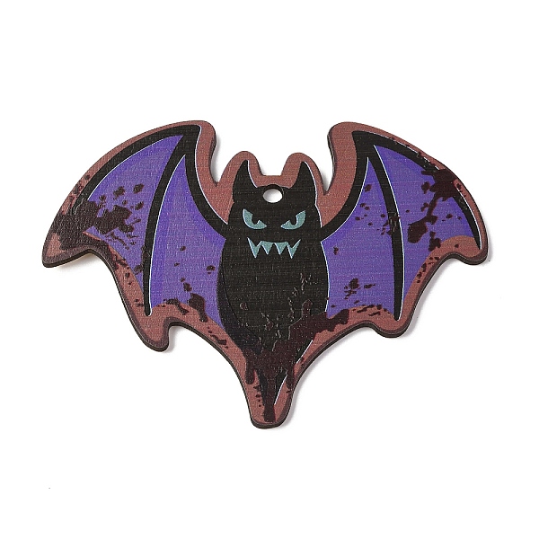ハロウィーンプリントの木製ビッグペンダント