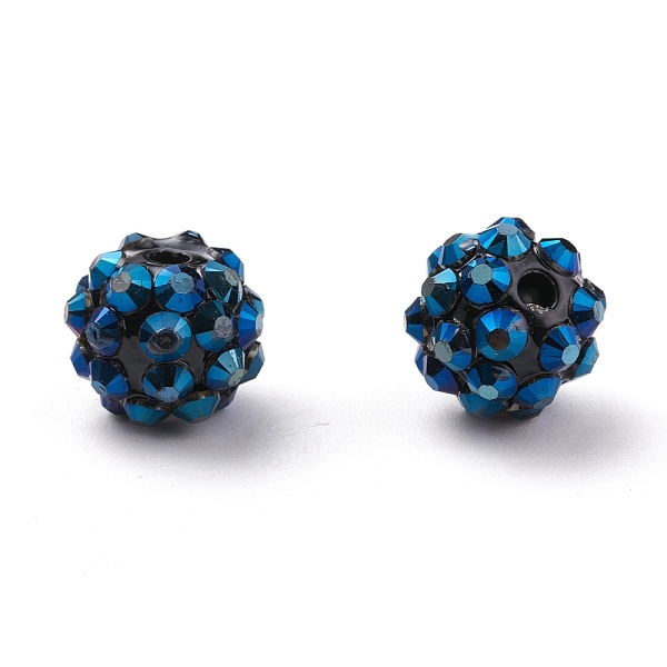 

PandaHall Chunky Resin Rhinestone Beads, Resin Round Beads, Marine Blue, 12mm, Hole: 1.5~2mm Resin+Rhinestone Round Blue