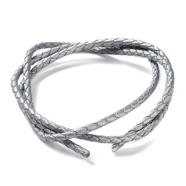 

PandaHall Braided Leather Cord, Silver, 3mm, 50yards/bundle Leather Silver