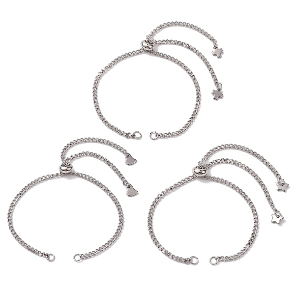 

PandaHall 304 Stainless Steel Chain Bracelet Making, Stainless Steel Color, 10-1/8 inch(25.6~25.8cm) 304 Stainless Steel Mixed Shapes