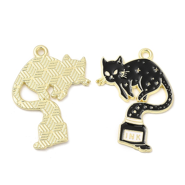 

PandaHall Alloy Enamel Pendants, Golden, Cat with Ink Shape, Black, 31.5x23x1.5mm, Hole: 1.8mm Alloy+Enamel Cat Shape Black