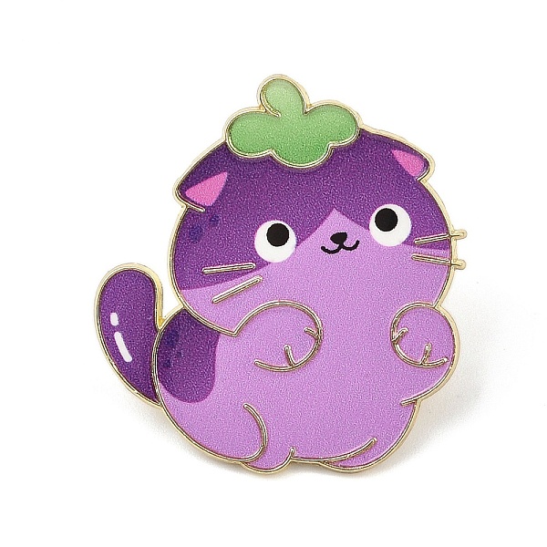 ブドウのエナメルピンが付いた猫の形