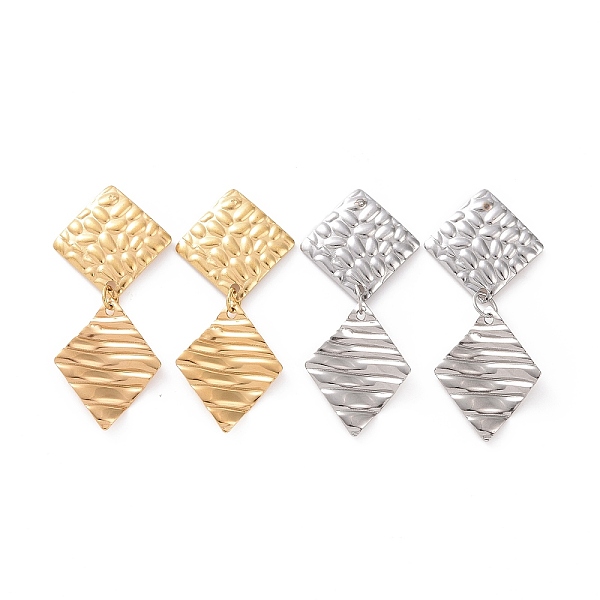 

PandaHall 304 Stainless Steel Double Rhombus Dangle Stud Earrings for Women, Mixed Color, 41mm, Pin: 0.8mm 304 Stainless Steel Rhombus
