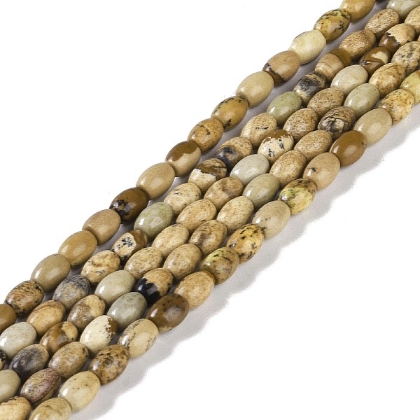 

PandaHall Natural Picture Jasper Beads Strands, Oval, 6.5x4.5mm, Hole: 0.9mm, about 62~63pcs/strand, 15.16''(38.5cm) Picture Jasper Oval