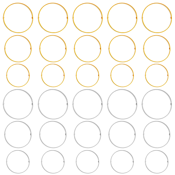 

PandaHall SUPERFINDINGS 30Pcs 3 Size 2 Color Round Bead Frame Platinum and Golden Bead Frame Brass Framework Circle Bead Holder 2 Hole Frame...