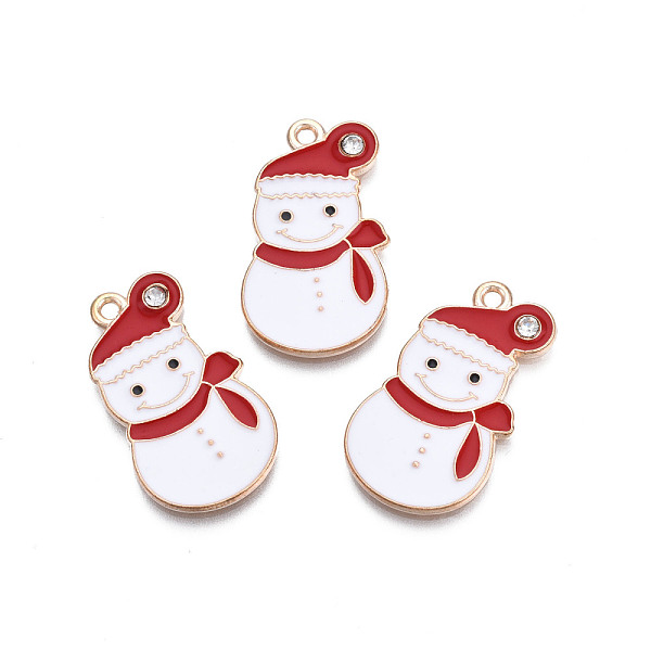 

PandaHall Christmas Alloy Enamel Pendants, with Crystal Rhinestone, Cadmium Free & Lead Free, Light Gold, Snowman, White, 25.5x15x1.5mm...