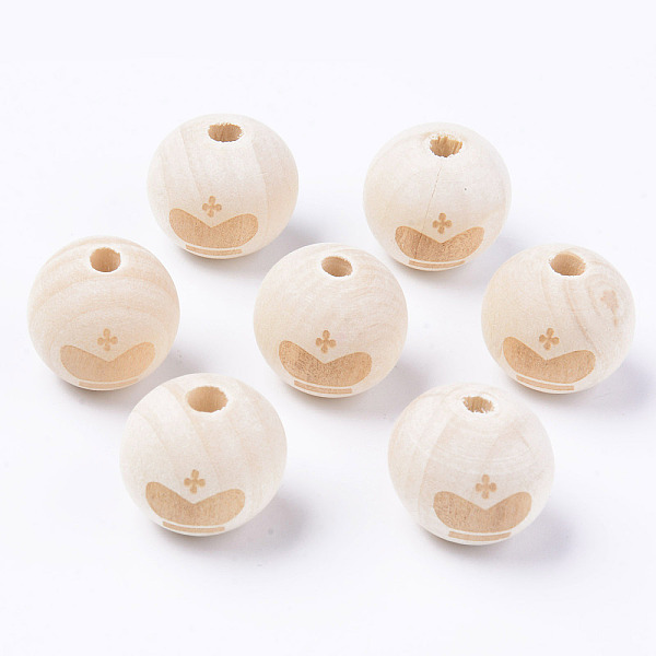 

PandaHall Unfinished Natural Wood European Beads, Large Hole Beads, for DIY Painting Craft, Laser Engraved Pattern, Round with Crown Pattern...