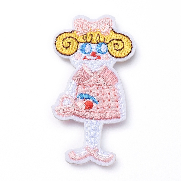 PandaHall Computerized Embroidery Cloth Iron on/Sew on Patches, Costume Accessories, Appliques, Girl, Colorful, 56x30x2mm Cloth Human