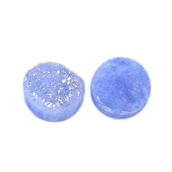 

PandaHall Electroplate Natural Druzy Crystal Cabochons, Flat Round, Dyed, Cornflower Blue, 8x3~6mm Quartz Crystal Flat Round Blue