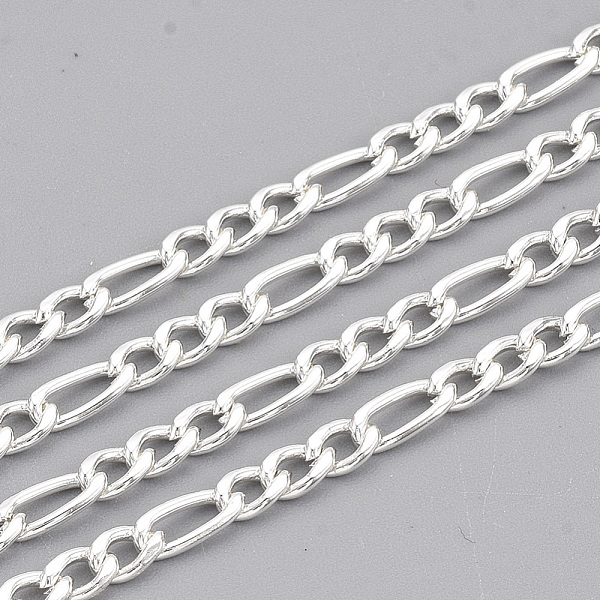 

PandaHall 304 Stainless Steel Figaro Chains, Unwelded, with Spool, Silver Color Plated, 3mm, Link: 6x3x0.8mm and 4x3x0.8mm, about 32.8 Feet...