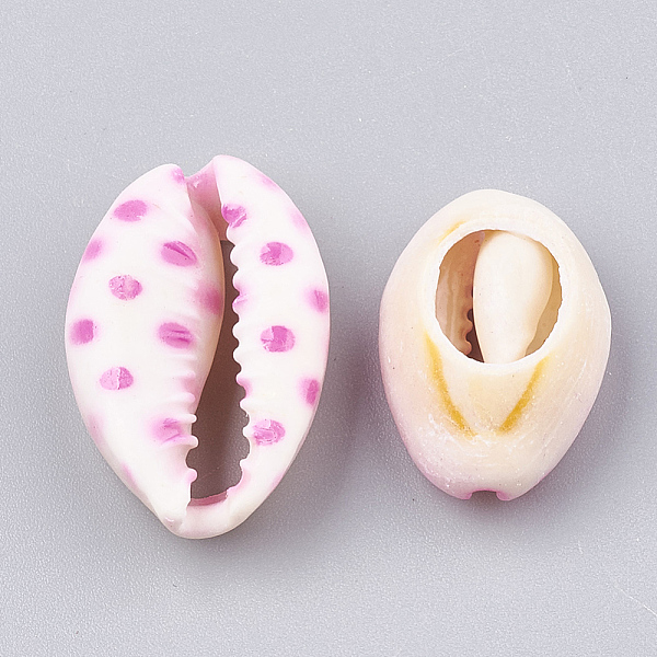

PandaHall Printed Cowrie Shell Beads, No Hole/Undrilled, Hot Pink, 20~26x13~18x5~7mm Cowrie Shell Shell Shape Pink