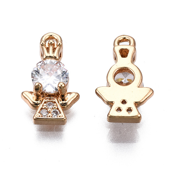

PandaHall Brass Micro Pave Clear Cubic Zirconia Charms, Long-Lasting Plated, Cadmium Free & Lead Free, Angel, Light Gold, 13x7.5x3.5mm, Hole...