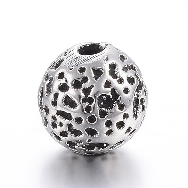 

PandaHall 304 Stainless Steel Beads, Round, Antique Silver, 8x8mm, Hole: 2mm 304 Stainless Steel Round