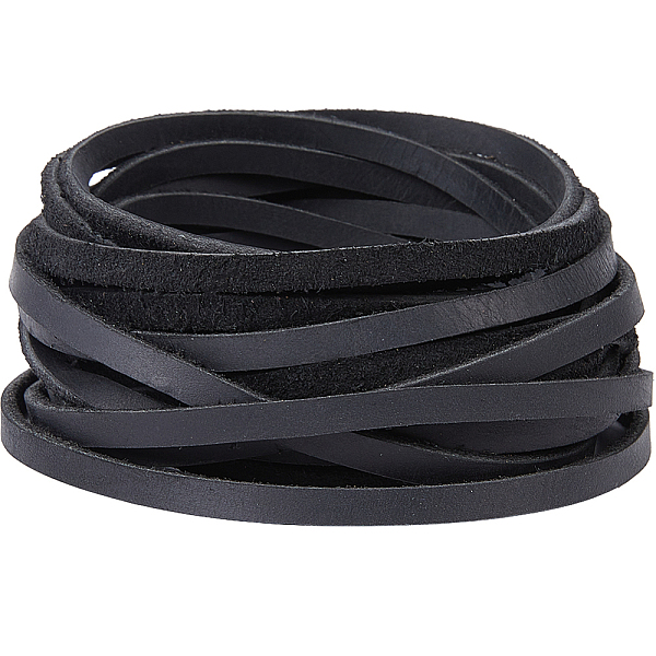 

PandaHall Gorgecraft Flat Cowhide Leather Jewelry Cord, Jewelry DIY Making Material, Black, 5x2mm Cowhide Flat Black