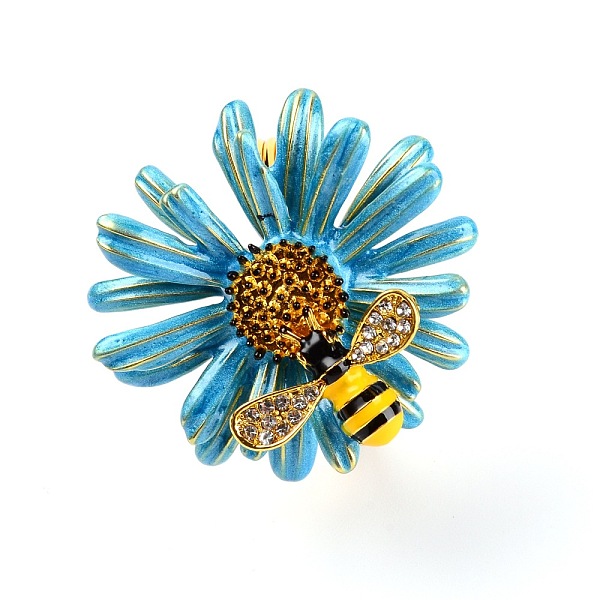 

PandaHall Zinc Alloy Napkin Rings, with Resin Rhinestone, Napkin Holder Adornment, Restaurant Daily Accessiroes, Flower & Bee, Deep Sky Blue...