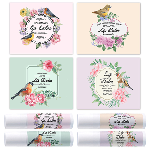 

PandaHall OLYCRAFT 100Pcs Self-Adhesive Lip Balm Tag Stickers 1.7x2.1 inch Waterproof Adhesive Label with Bird Patterns Rectangle Lipstick...