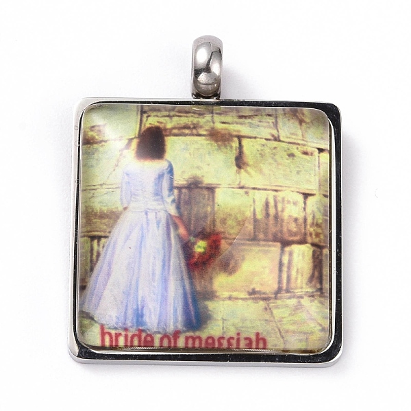 

PandaHall 304 Stainless Steel Pendants, with Glass Cabochons, Square with Woman Pattern, Stainless Steel Color, 34x27x8.5mm, Hole: 5mm 304..., Orange